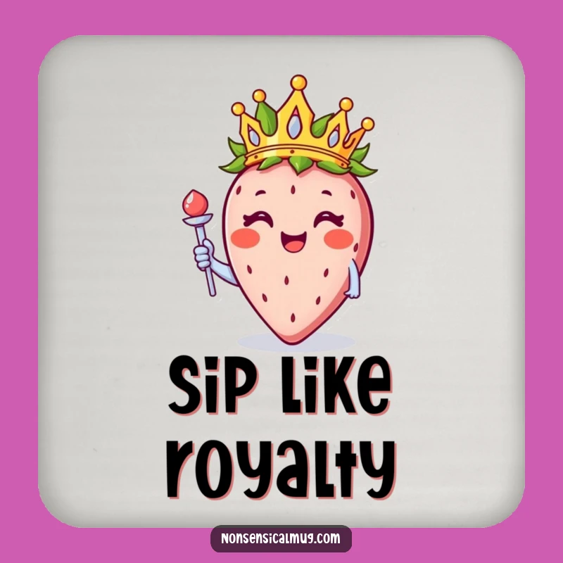 Funny Royal Strawberry Crown Coaster - Protect Surfaces with Fruity Royalty