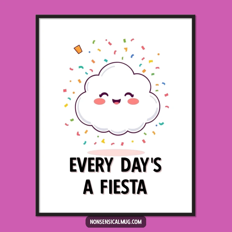 Funny Happy Cloud Confetti Poster: Joyful Shower Art, Perfect Gift!