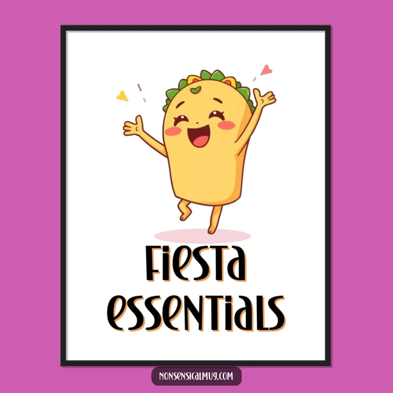 Funny Taco Dance Poster - Lively Fiesta Wall Art with Joyful Flair