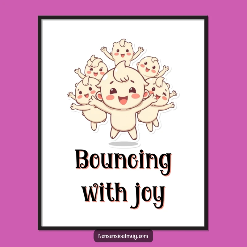 Funny Bouncing Copies Poster - Happy Character's Energetic Art - Wall Decor Gift