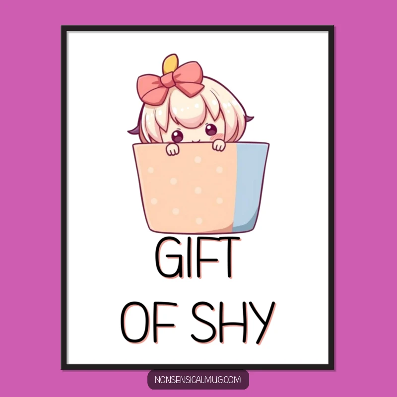 Funny Shy Character Poster - Adorable Gift Art Print, Funny Gift