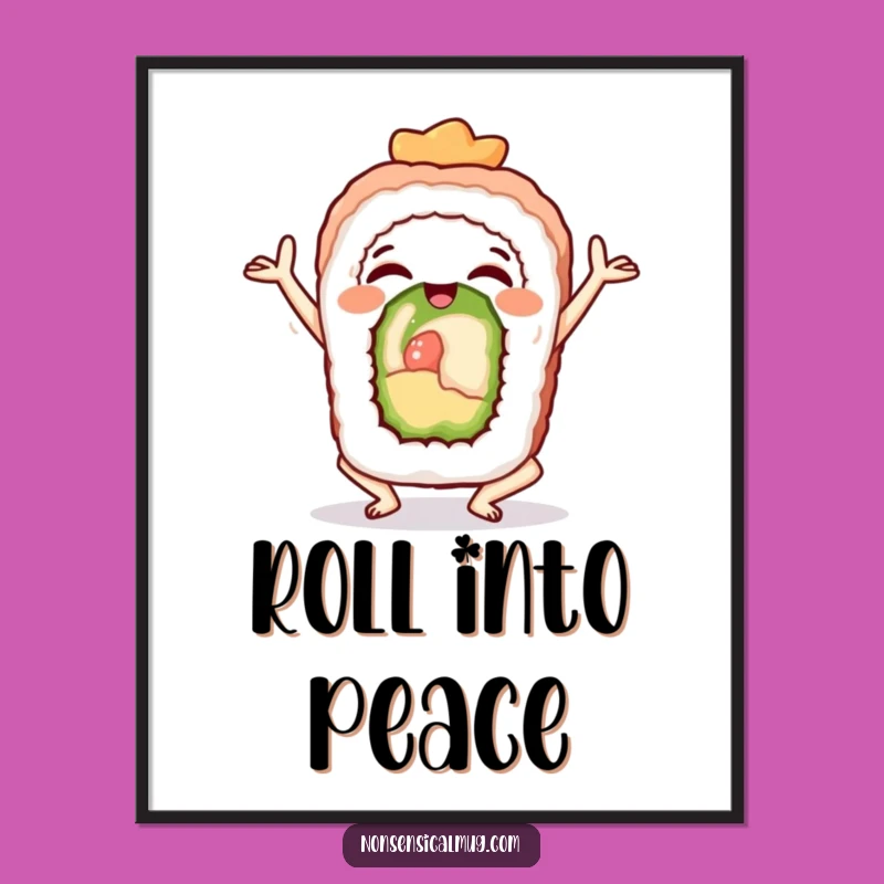 Funny Sushi Yoga Poster: Hang a Slice of Serene Humor
