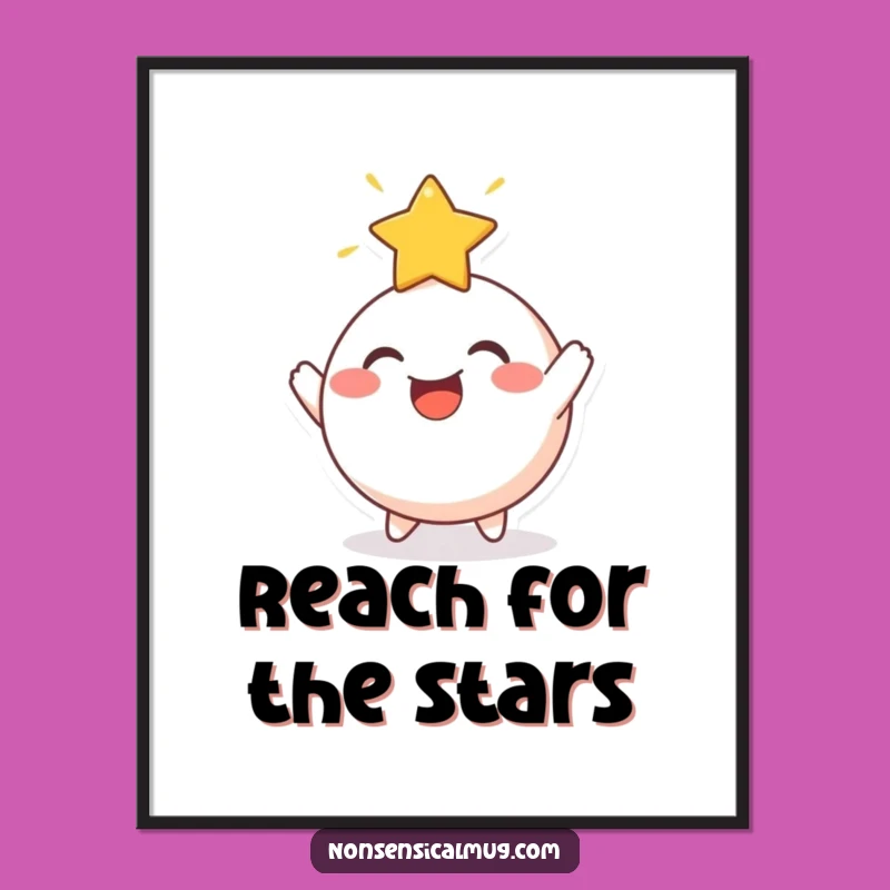 Funny Star Bouncing Round Character Poster - Inspirational Celestial Art