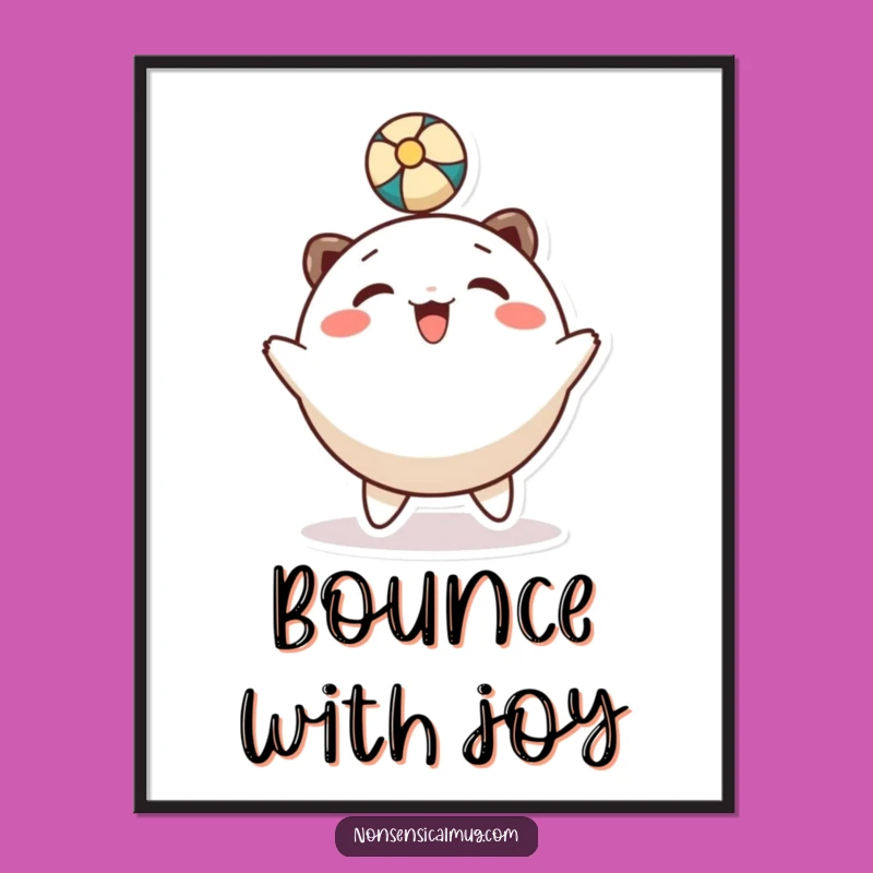 Vibrant Funny Head Bounce Poster: Playful Character's Joyful Art!