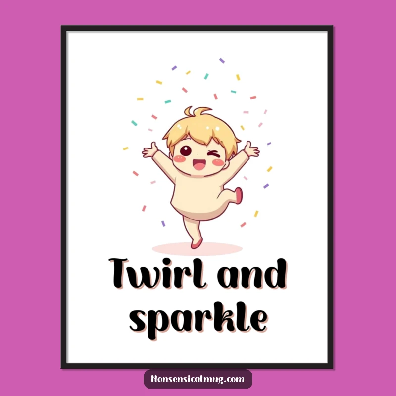 Vibrant Funny Kawaii Art: Joyful Cartwheel Celebration Poster!