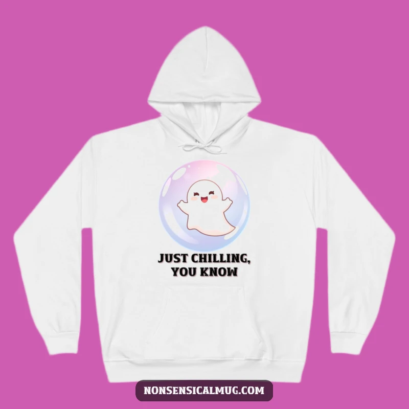 Cozy Funny Ghost in Bubble Hoodie: Warm and Hilarious Gift for Spooky Season Fans
