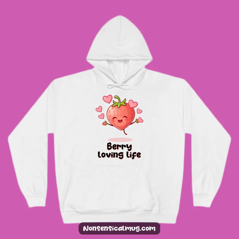 Cozy Funny Strawberry Juggling Hearts Hoodie: Stay Warm and Loving!