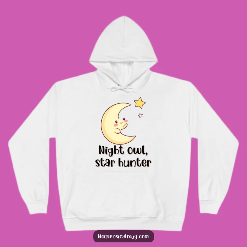 Funny Moon Chasing Star Hoodie: Cozy Whimsical Character, Galactic Laughs, Ideal Gift
