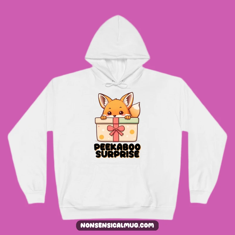 Kawaii Fox Gift Hoodie: Adorable Peeking Fox Sweatshirt, Ultimate Funny Gift!