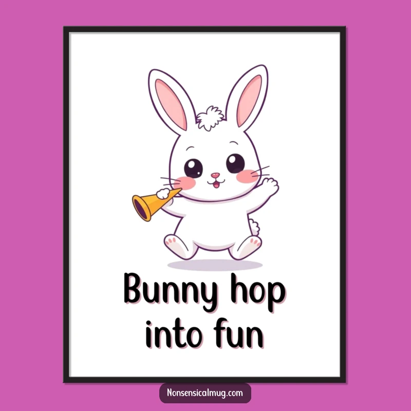 Funny Free Printable Wall Art: Kawaii Bunny Party Decor