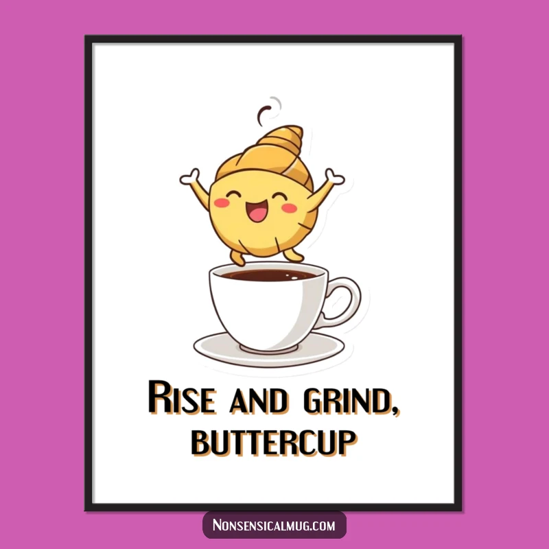 Free Printable Croissant Wall Art: Funny Leaping Pastry Downloadable Art Gift