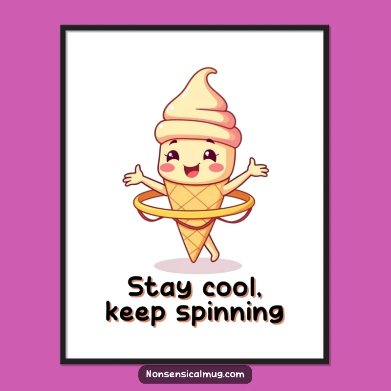 Free Printable Ice Cream Cone Wall Art: Smiling Hula Hoop Fun for a Cool Decor