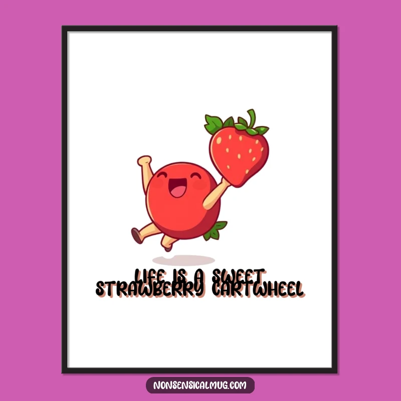 Free Printable Wall Art: Funny Strawberry Cartwheel Downloadable Decor for Joyful Spaces