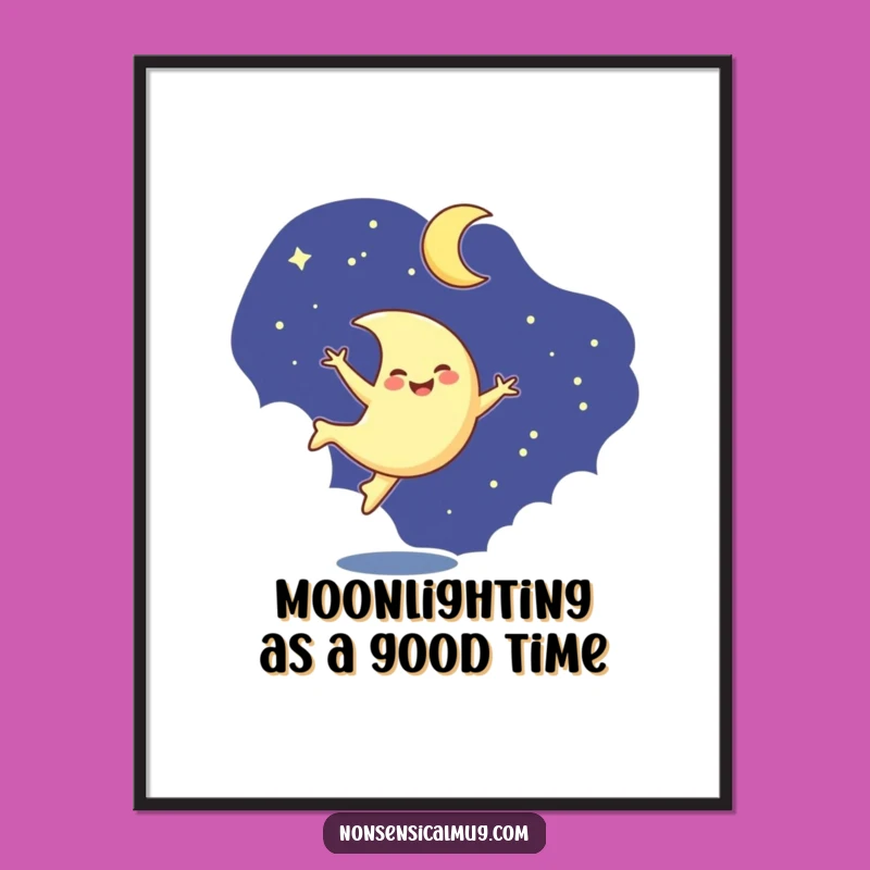 Free Printable Wall Art: Moon Cartwheel Night Sky Whimsy Downloadable Decor