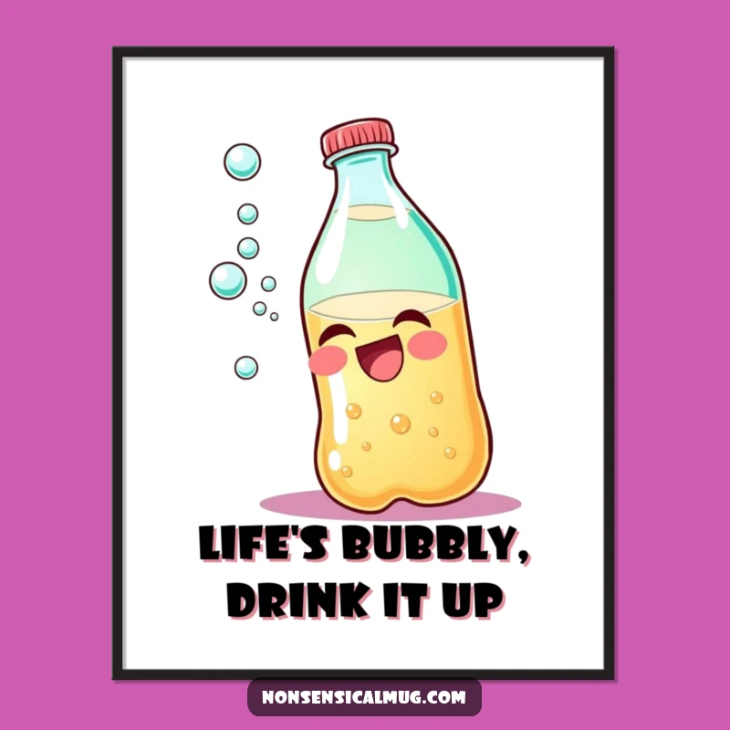 Giggling Soda Bottle Free Printable Wall Art, Funny Downloadable Decor for Kitchen