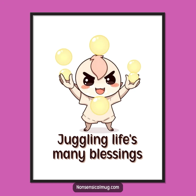 Funny Free Printable Wall Art: Juggling Orb Character Quirky Downloadable Decor