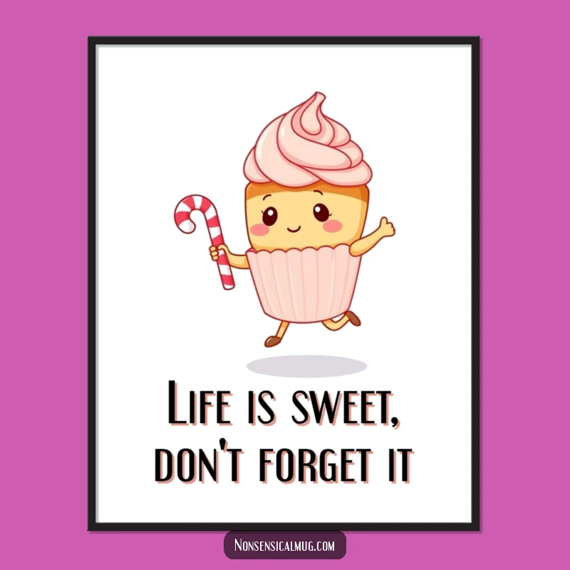 Free Printable Kawaii Cupcake Wall Art: Playful Jumping Rope Candy Cane for a Sweet Room Decor