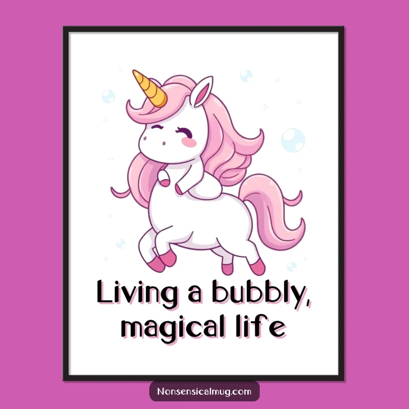 Funny Free Printable Wall Art: Bubble Unicorn Rider Quirky Downloadable Decor