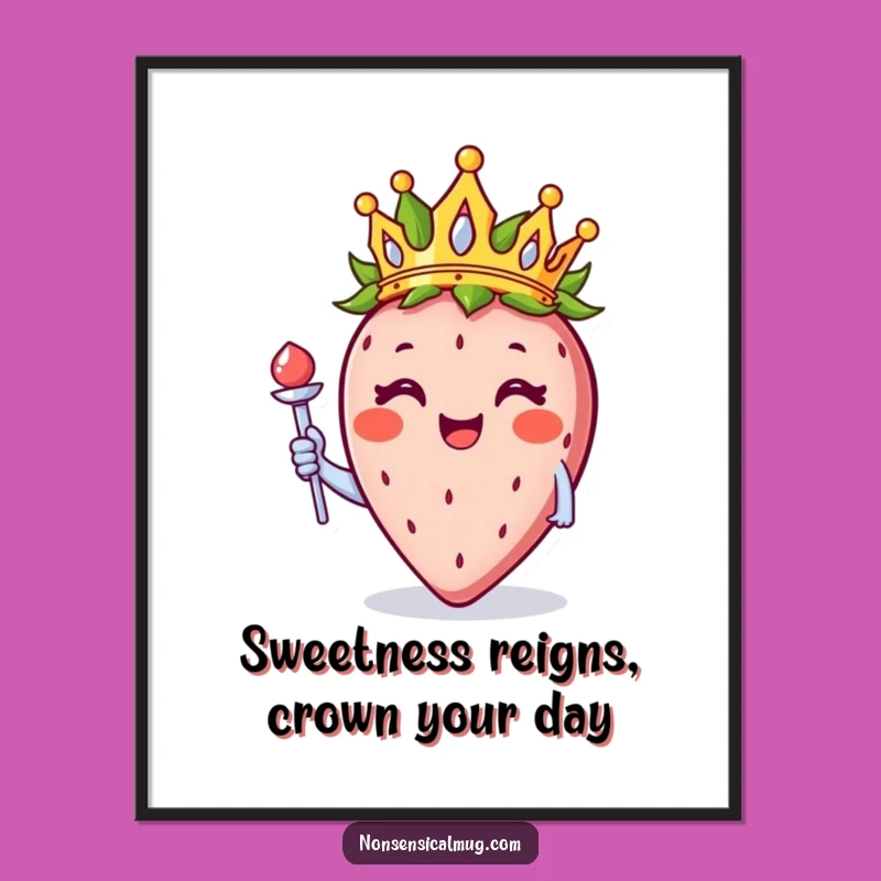 Free Printable Wall Art: Regal Strawberry King, Whimsical & Royal Decor