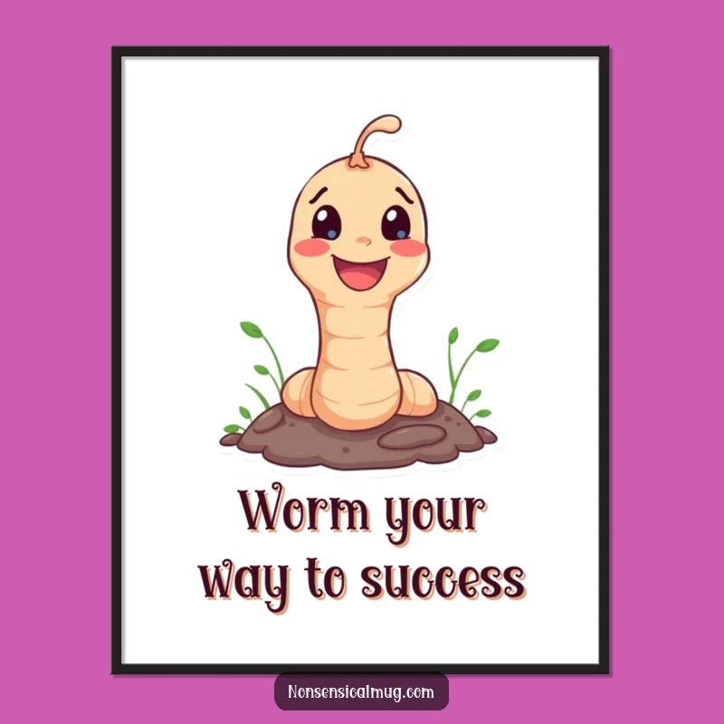 Free Printable Wall Art: Funny Worm's Cheerful Groundbreaking Digital Download!