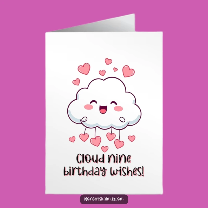 Free Printable Birthday Card: Cloud Raining Hearts Fun Downloadable Gift