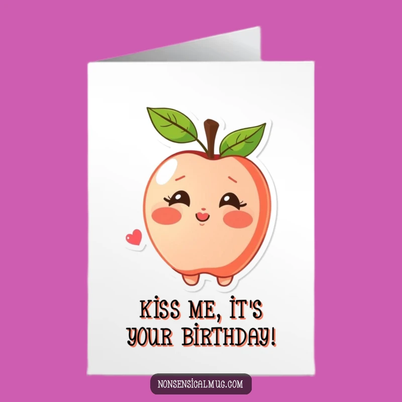 Free Printable Apple Birthday Card: Kiss Blowing Sweet Downloadable Gift