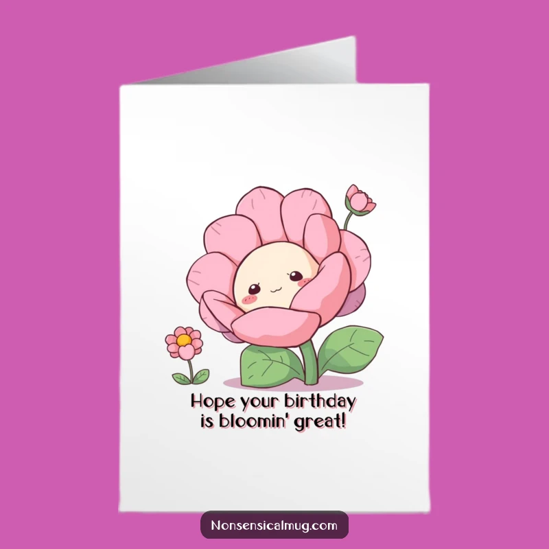 Free Printable Birthday Card: Curious Blob Flower Funny Gift Downloadable