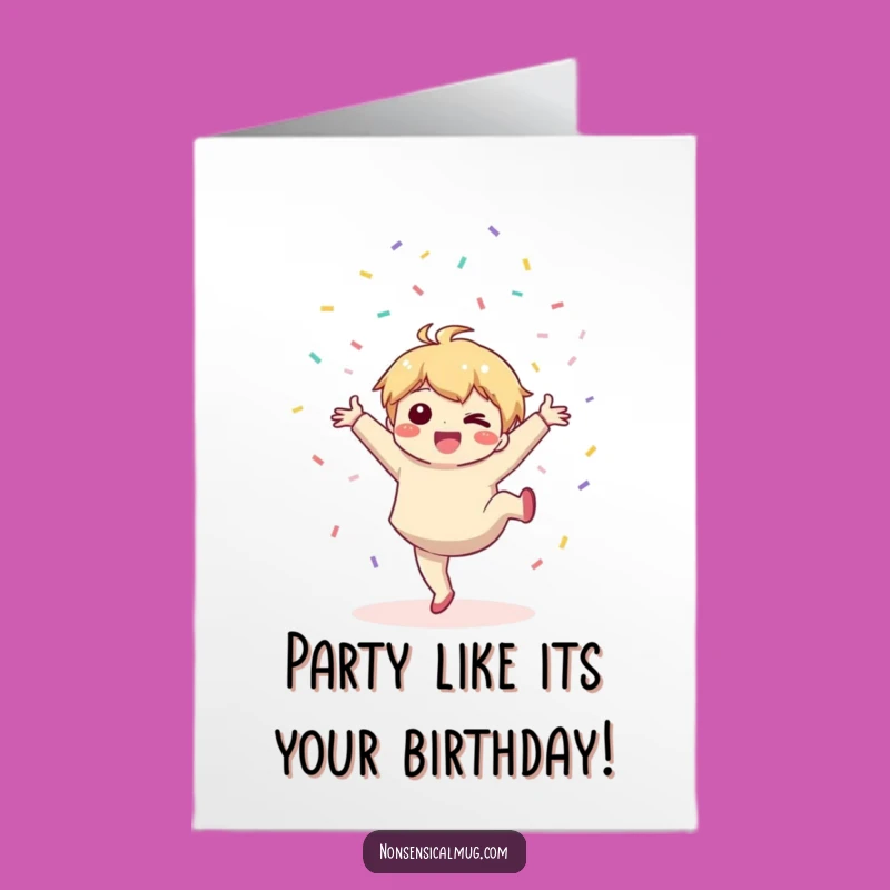 Free Printable Birthday Cartwheel Card: Kawaii Confetti Fun - Instant Download Gift