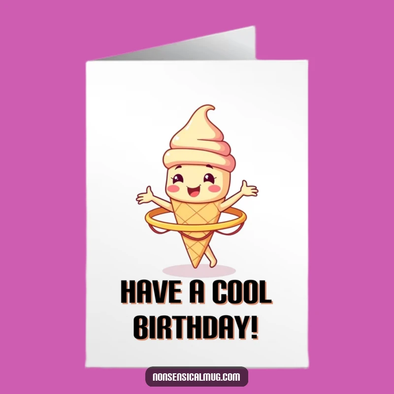 Free Printable Ice Cream Birthday Card: Smiling Cone Hula Hoop Fun for a Cool Celebration