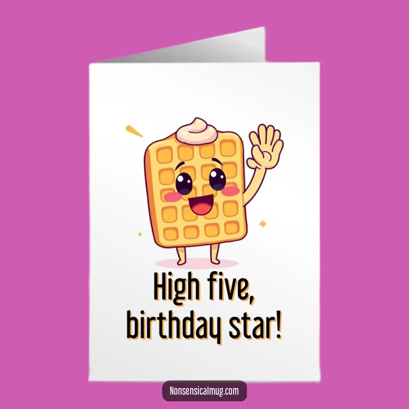 High Five Waffle Free Printable Birthday Card, Energetic Downloadable Gift for Friends