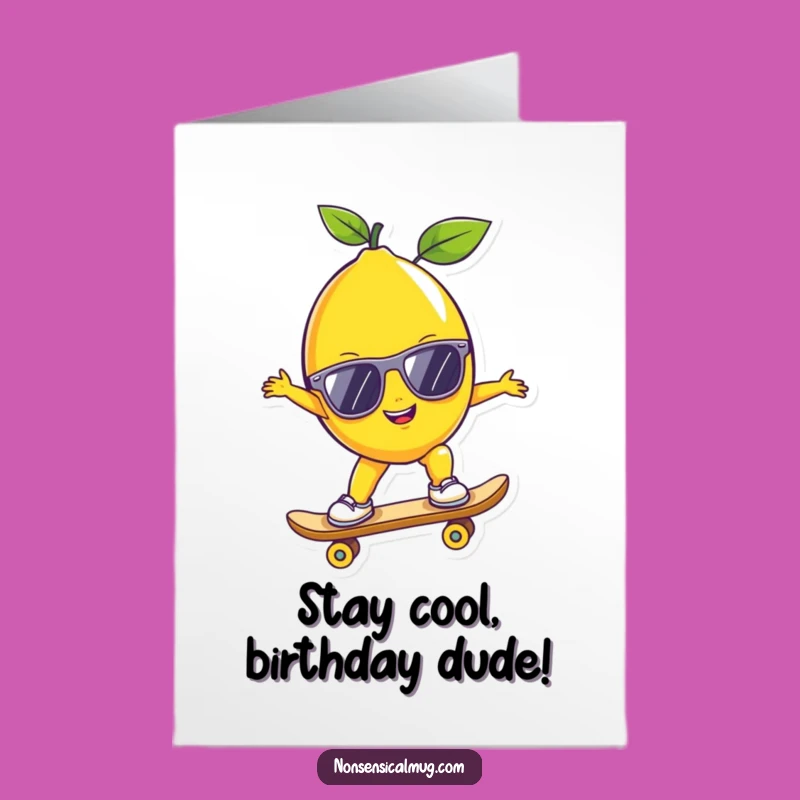Skater Lemon Free Printable Birthday Card, Cool Downloadable Gift for Fun-Loving Friends