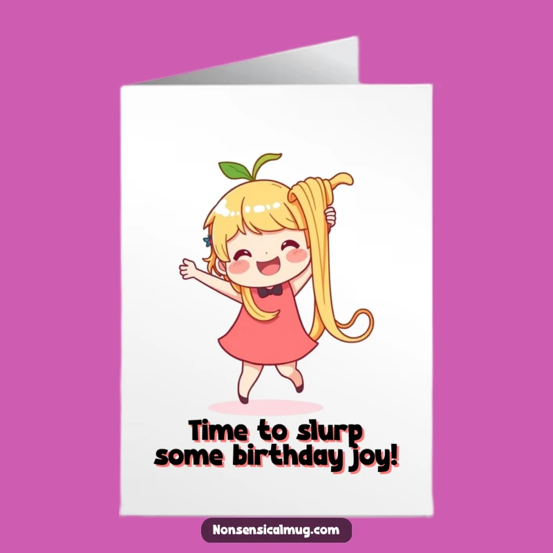 Free Printable Birthday Card: Noodle Dance Character Downloadable Funny Gift