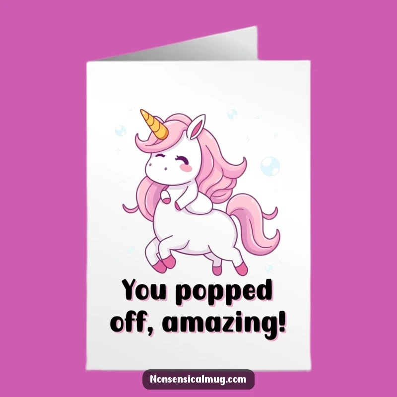 Free Printable Congrats Card: Bubble Unicorn Joy Funny Downloadable Gift