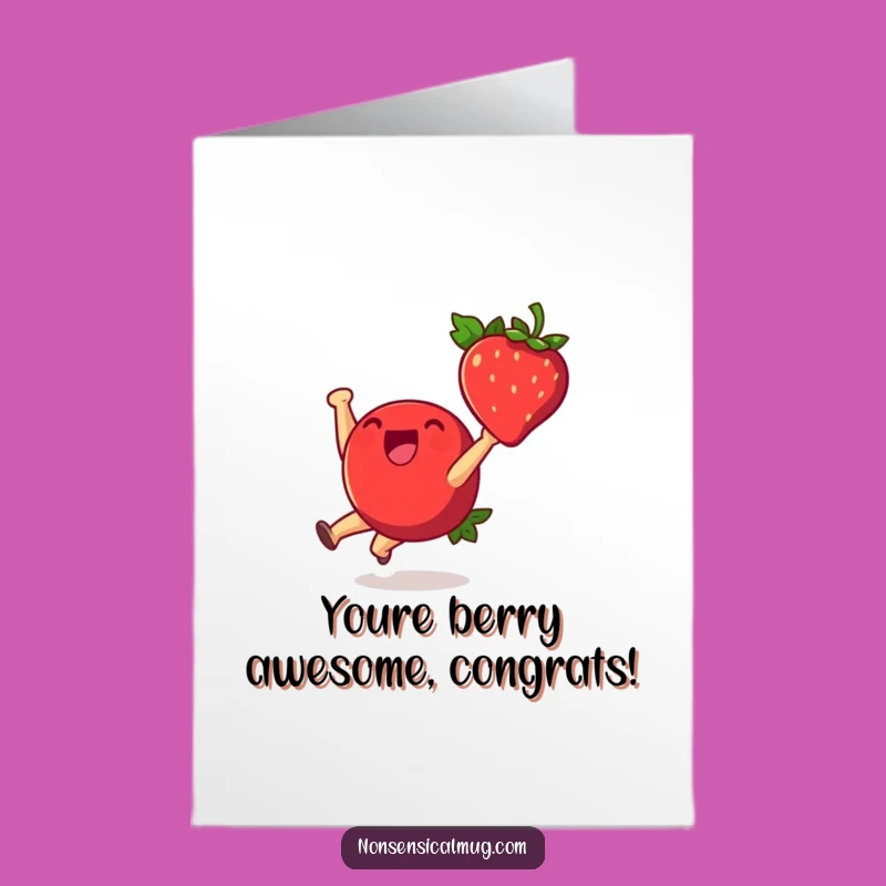 Free Printable Congratulations Card: Joyful Strawberry Cartwheel Downloadable for Success and Fun