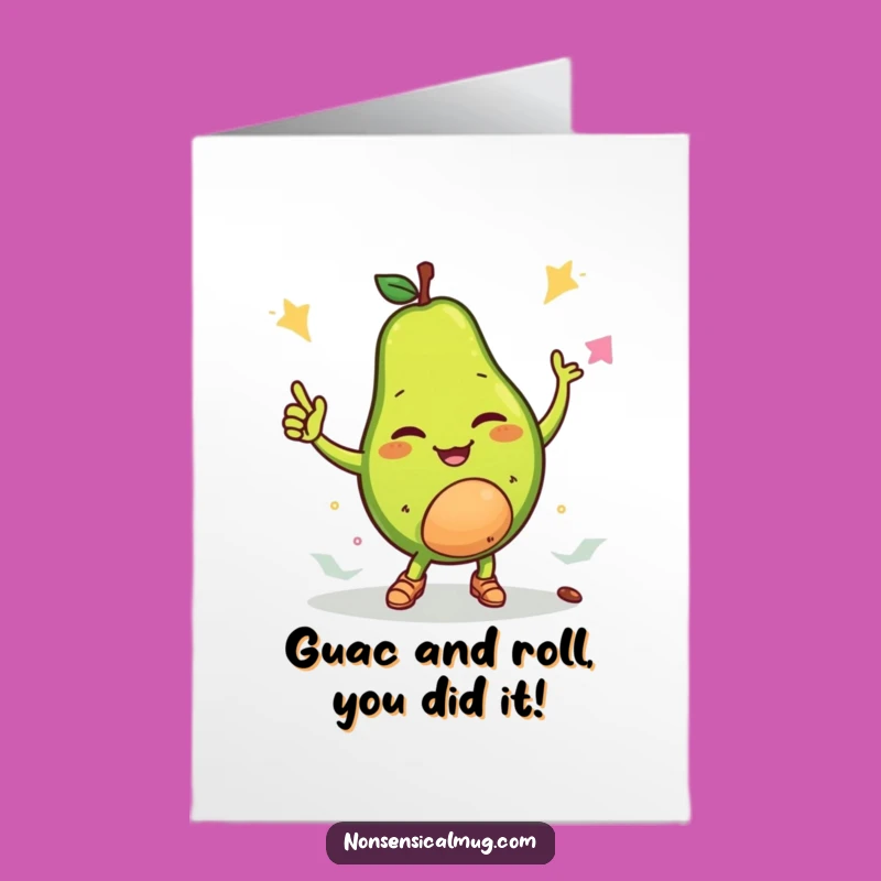 Free Printable Congratulations Card: Winking Avocado Breakdance Downloadable, Celebrate Success with Flair