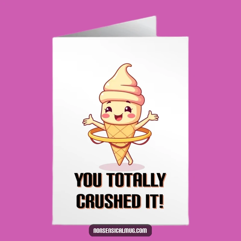 Free Printable Ice Cream Cone Congrats Card: Hula Hoop Fun for a Sweet Achievement