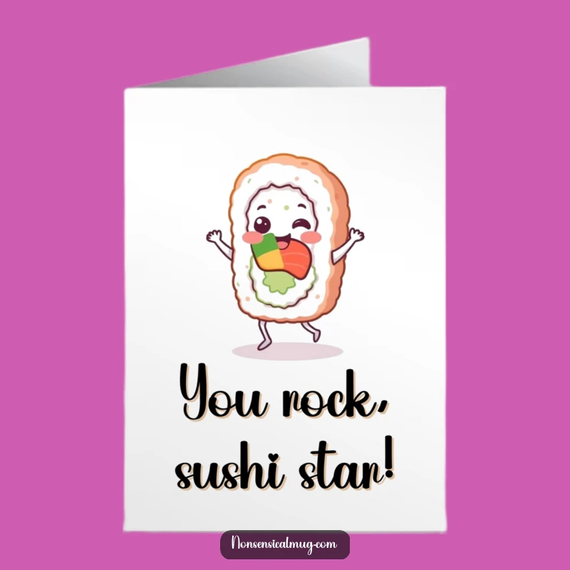 Free Printable Sushi Congrats Card: Humorous Jigging Roll Downloadable Gift