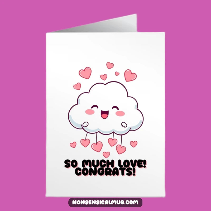 Free Printable Congratulations Card: Cloud Raining Hearts Celebration Downloadable Gift