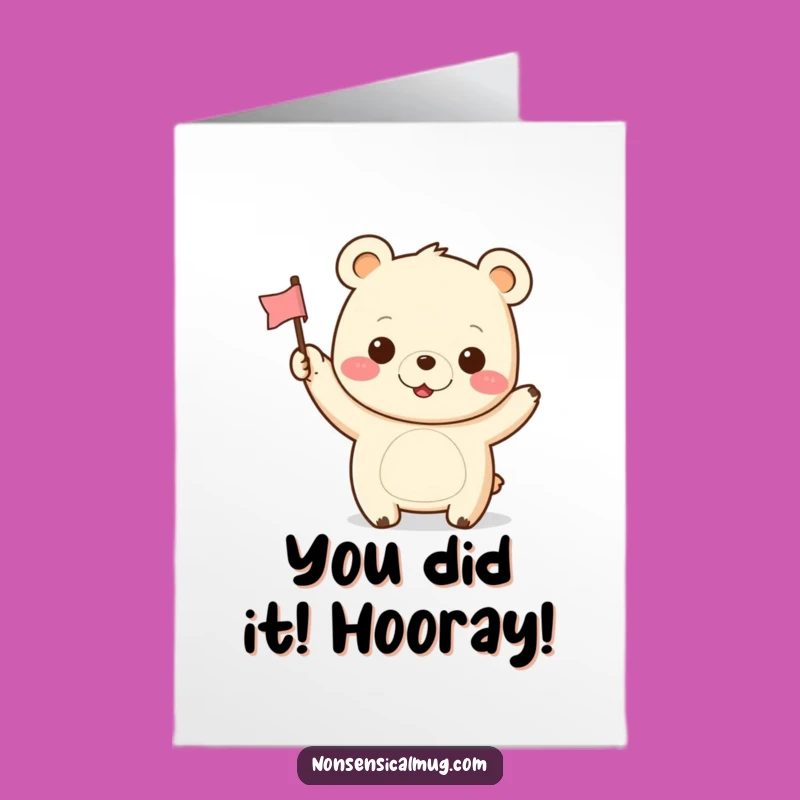Free Printable Congrats Card: Funny Kawaii Bear Celebration Gift