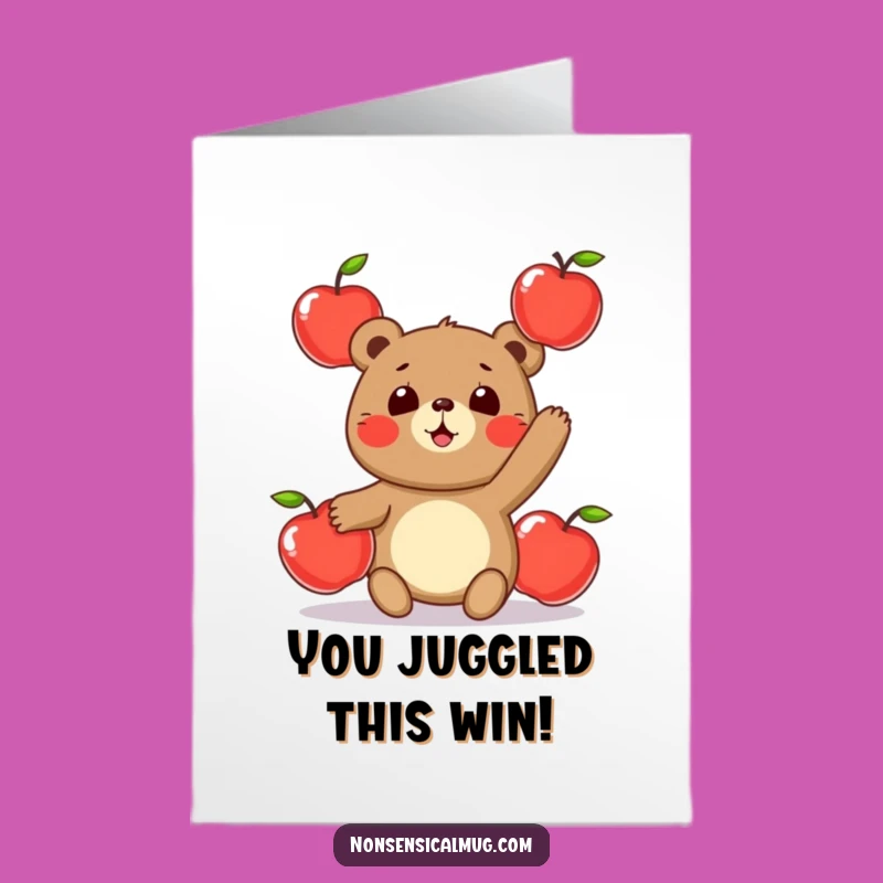 Free Printable Bear Juggling Apples Congratulations Card - Funny Downloadable
