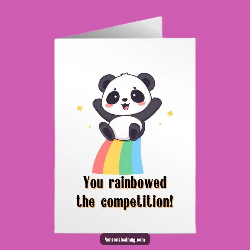Free Printable Congrats Card: Panda Rainbow Slide - Funny Downloadable Gift!