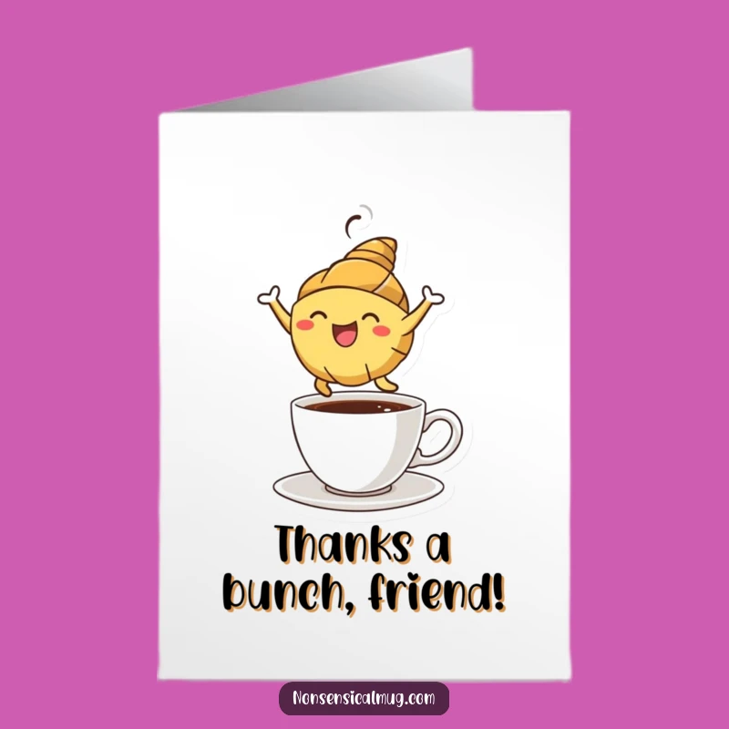 Free Printable Croissant Thank You Card: Funny Leaping Pastry Downloadable