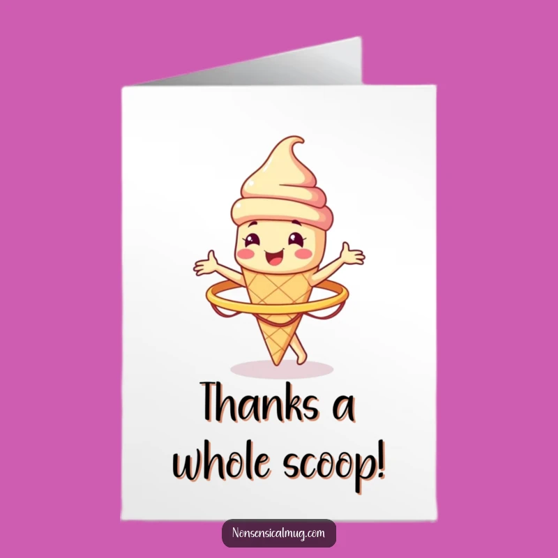 Free Printable Ice Cream Cone Thank You Card: Hula Hooping Fun for Sweet Gratitude