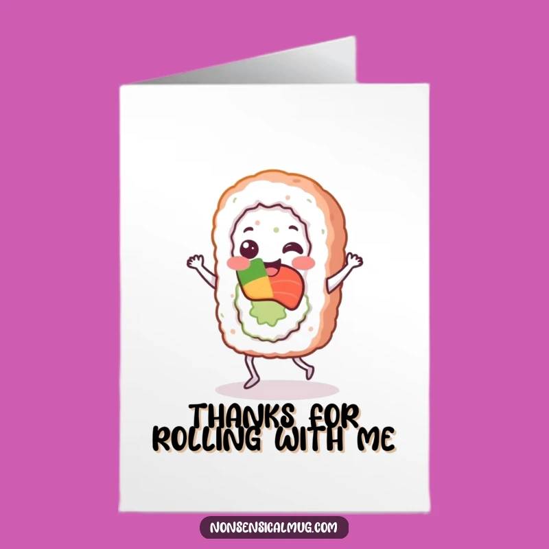 Free Printable Sushi Thank You Card: Funny Jigging Roll Downloadable