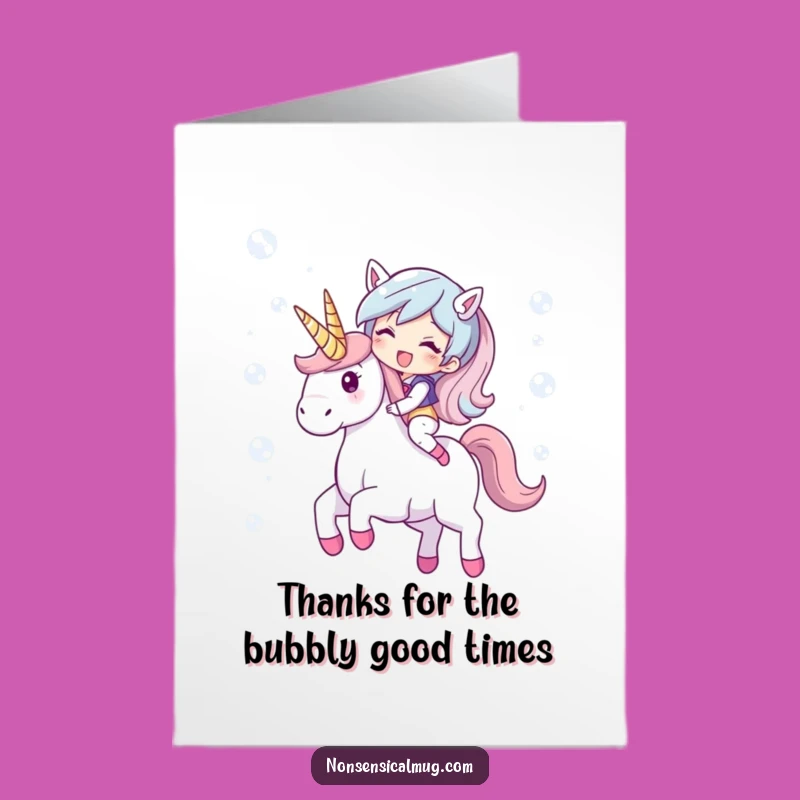 Free Printable Thank You Card: Bubble Unicorn Character Gift