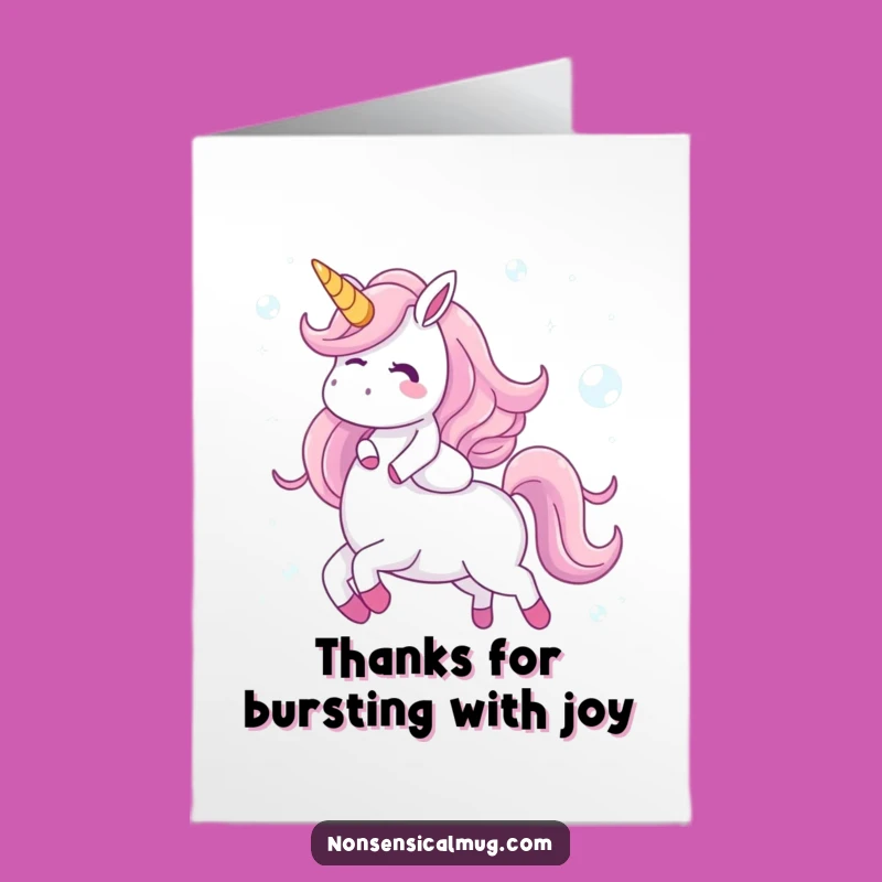 Free Printable Thank You Card: Bubble Unicorn Rider Funny Downloadable Gift