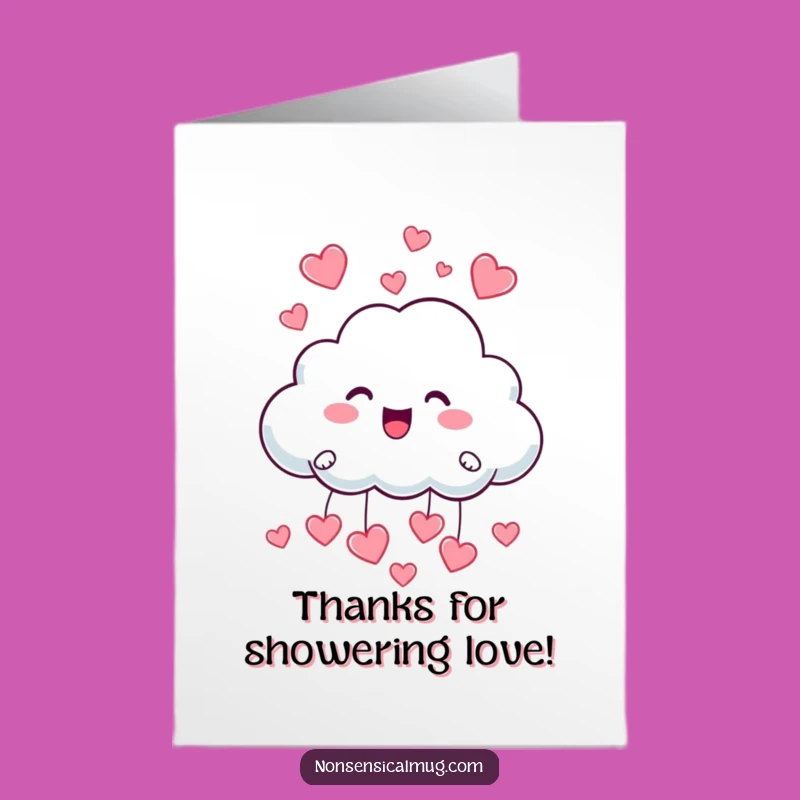 Free Printable Thank You Card: Cloud Raining Hearts Gratitude Downloadable Gift