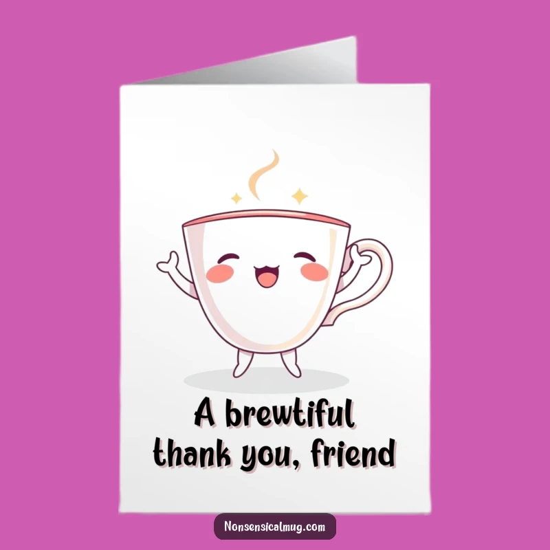 Free Printable Thank You Card: Dancing Teacup Funny Downloadable Gratitude