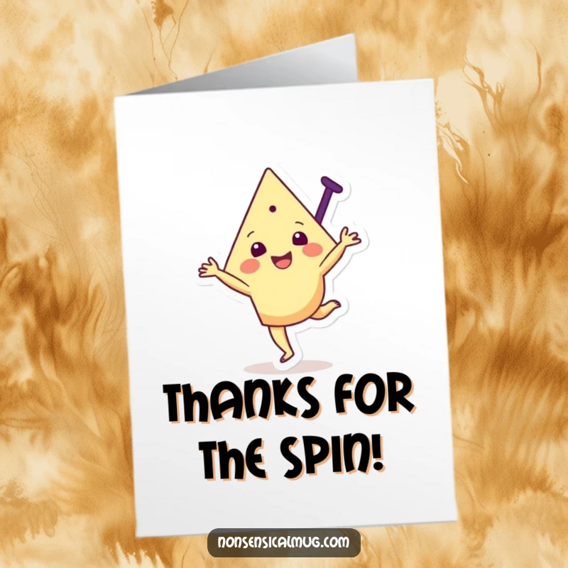 Funny Free Printable Thank You Card: A joyful triangle character performs a cartwheel to express thanks.