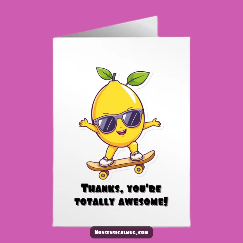 Skater Lemon Free Printable Thank You Card, Chill Downloadable Gift of Thanks